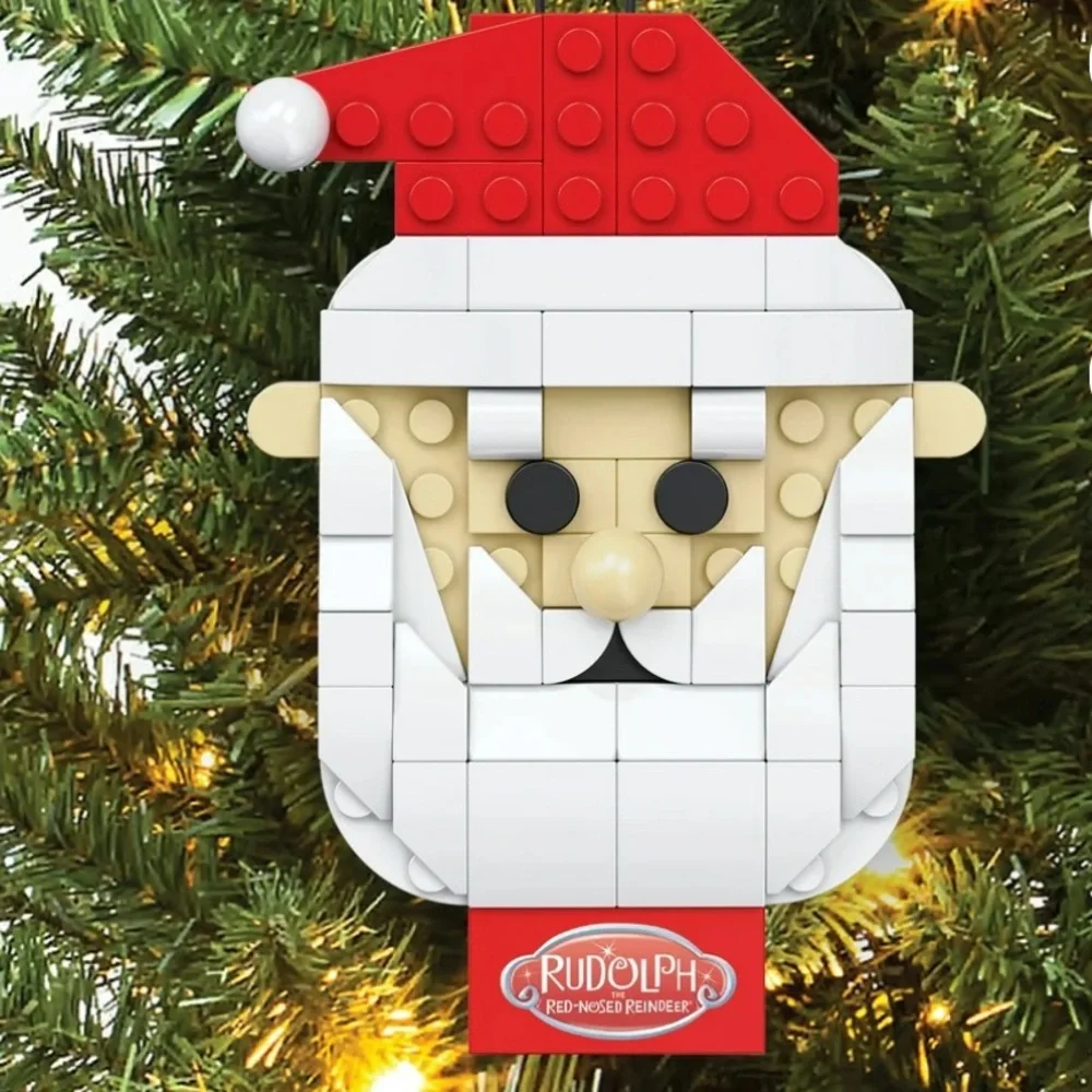 LEGO BRICKCRAFT Rudolph Santa Claus Ornament Brick Building Hanging Decor NEW